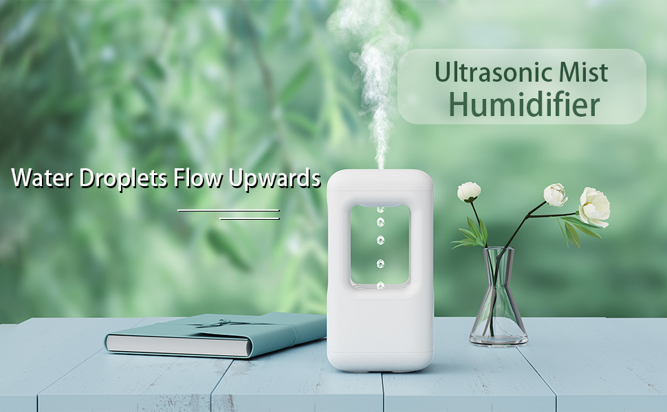Humidifier for Bedroom, Ultrasonic Cool Mist Humidifier, Anti-Gravity Water Droplet Humidifier