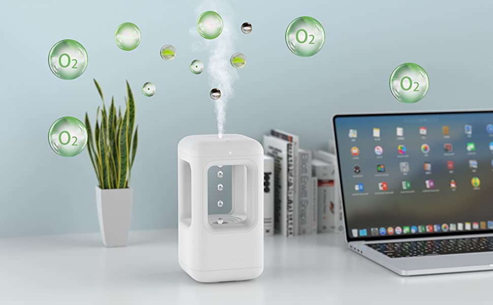Humidifier for Bedroom, Ultrasonic Cool Mist Humidifier, Anti-Gravity Water Droplet Humidifier