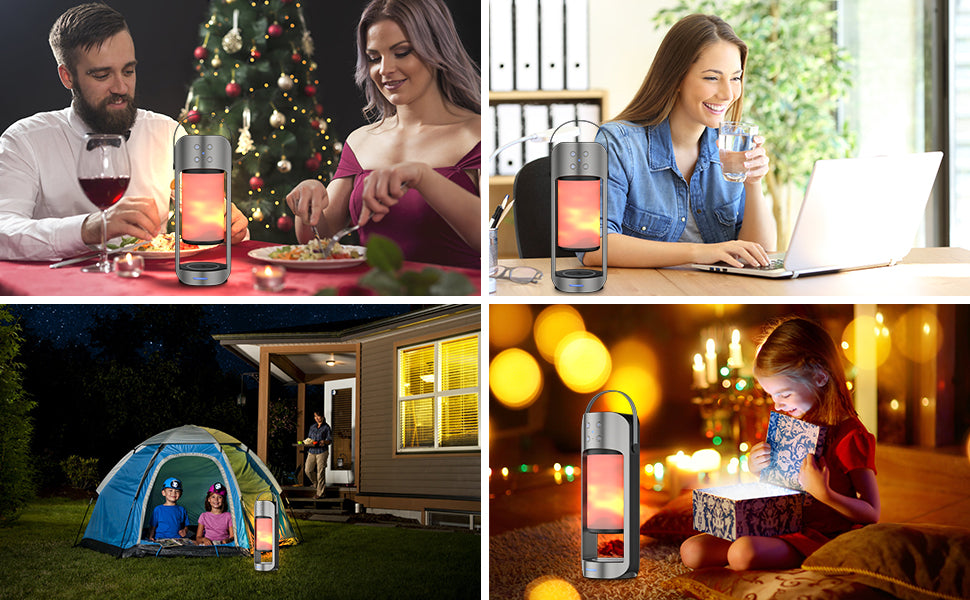LED Lamp with Flame Atmosphere , Outdoor Flame Light with Bluetooth Speaker, Portable Flame Atmosphere Lamp