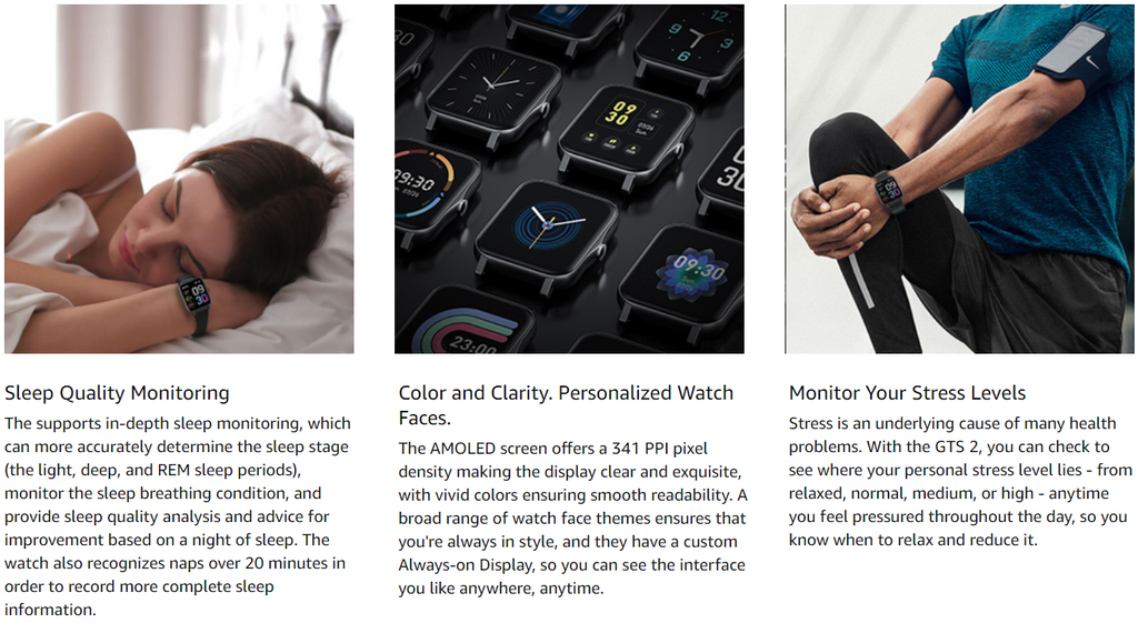 Smart Watch GTS2, Pedometer, Fitness Tracker, Heart Rate Monitors, Blood Oxygen Monitor, Best sleep tracker smart watch, IP68 Waterproof