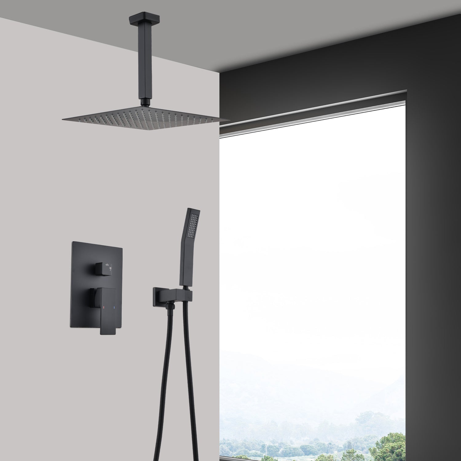 Supfirm Ceiling Mounted Shower System Combo Set with Handheld and 12