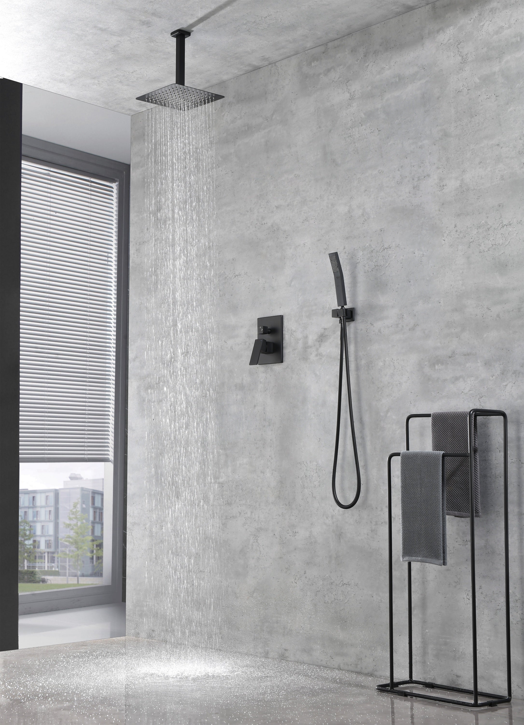 Supfirm Ceiling Mounted Shower System Combo Set with Handheld and 12