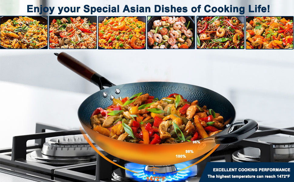 An Asian wok on gas stove
