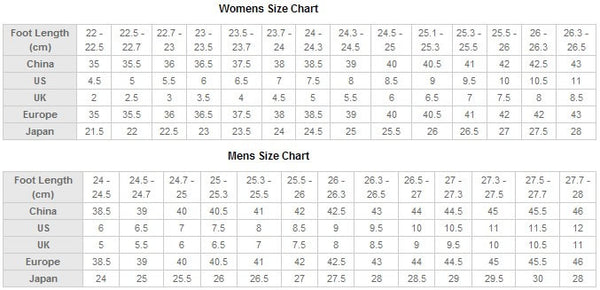 Size Chart For Shoes – WebCosplay.com