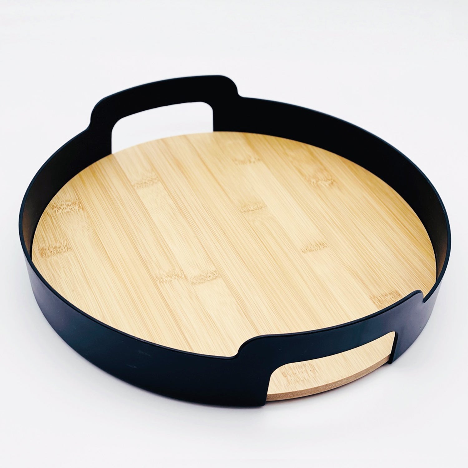 Versatile Circular Tray with Wood Base