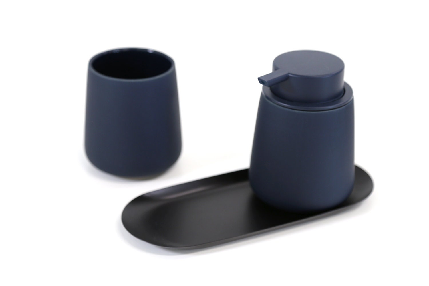 Matte Soap Dispenser Set with Metal Tray