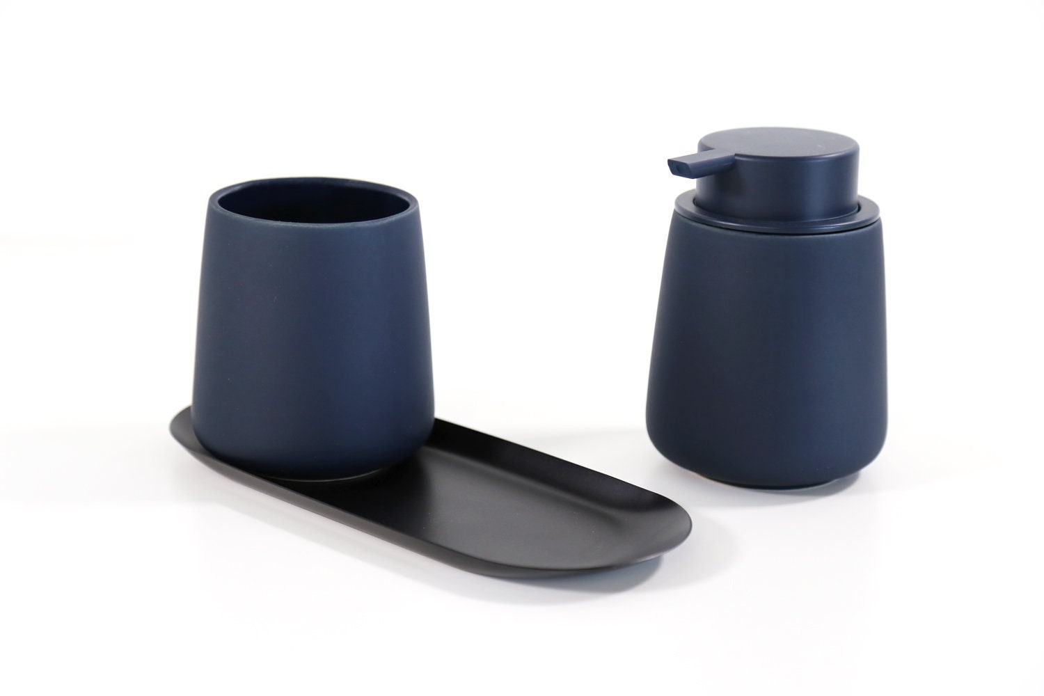 Matte Soap Dispenser Set with Metal Tray