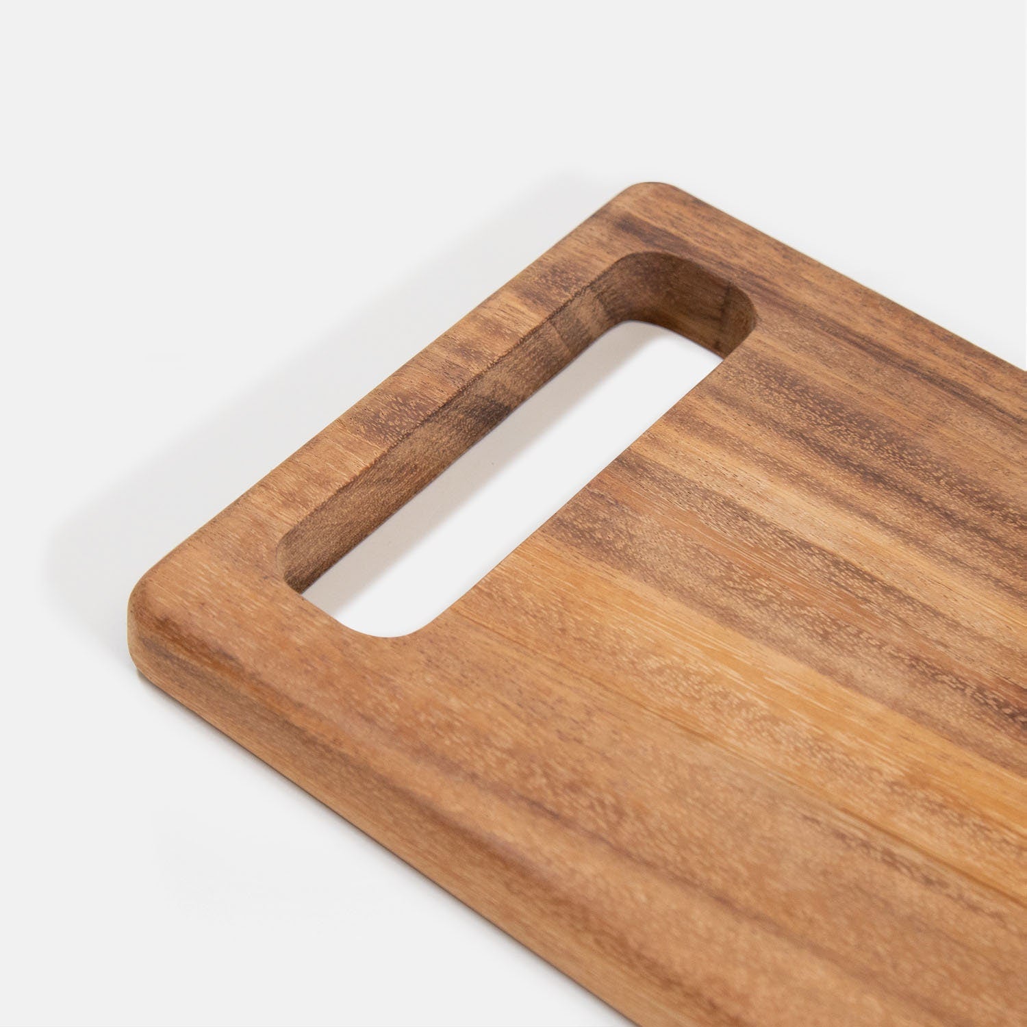 Modern Sculptural Acacia Wood Cutting Board with Handle