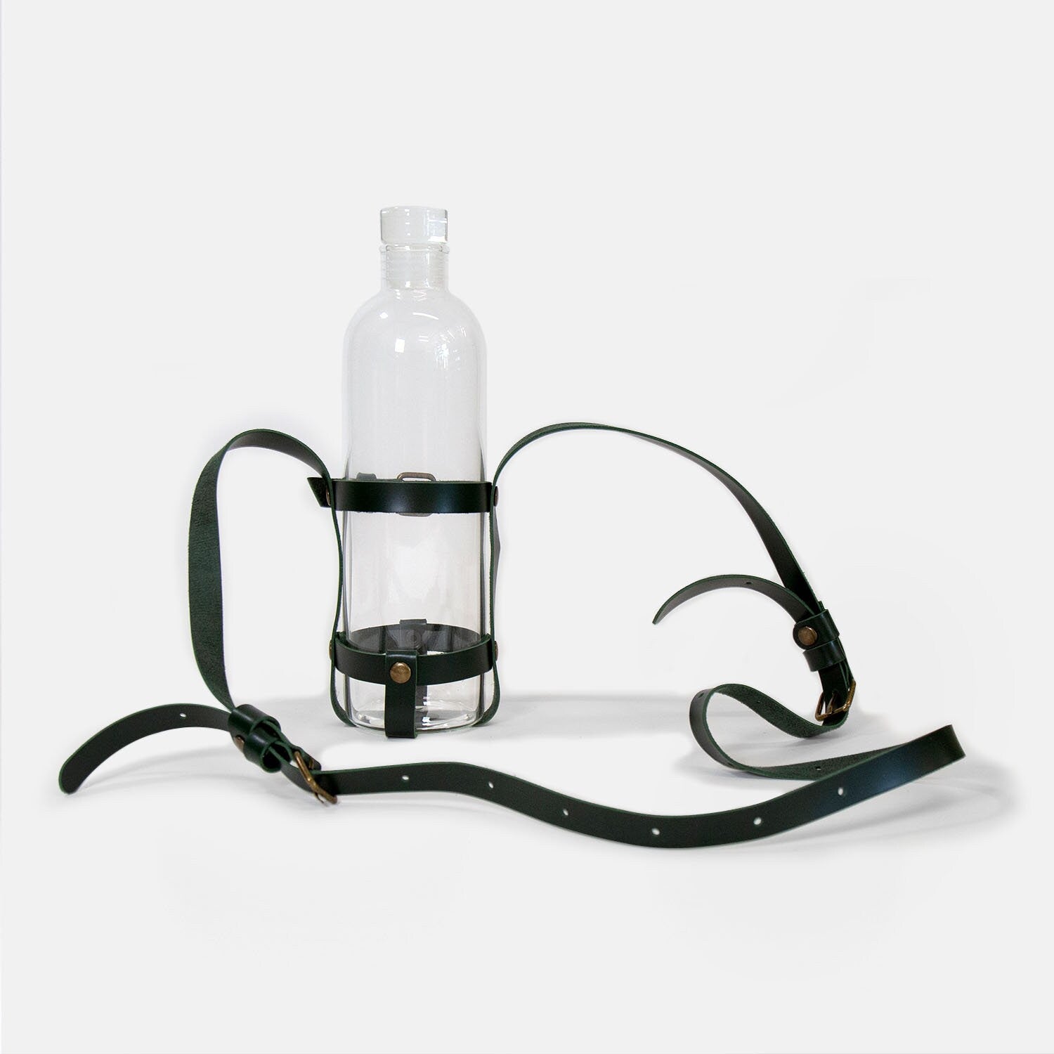 Glass Water Bottle with Leather Carrier