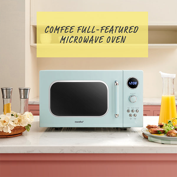 Comfee Retro Microwave Oven Mint, Comfee Retro Countertop Microwave Oven With Compact Size
