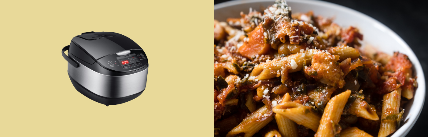 tomato pasta banner with japanese rice cooker