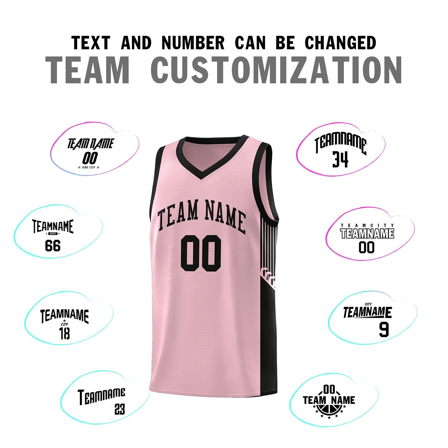 Custom Pink Black Side Stripe Fashion Sports Uniform Basketball Jersey
