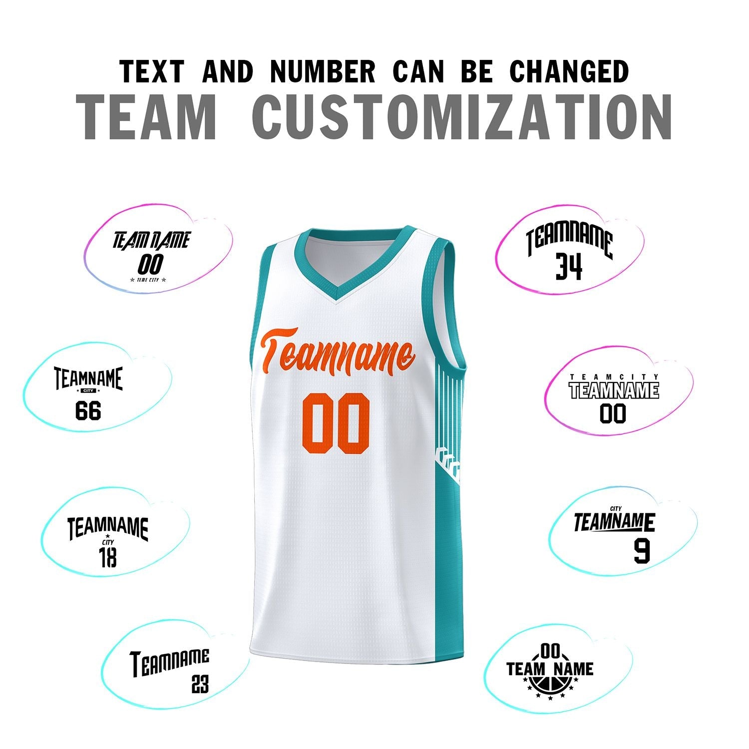 Custom White Orange Side Stripe Fashion Sports Uniform Basketball Jersey