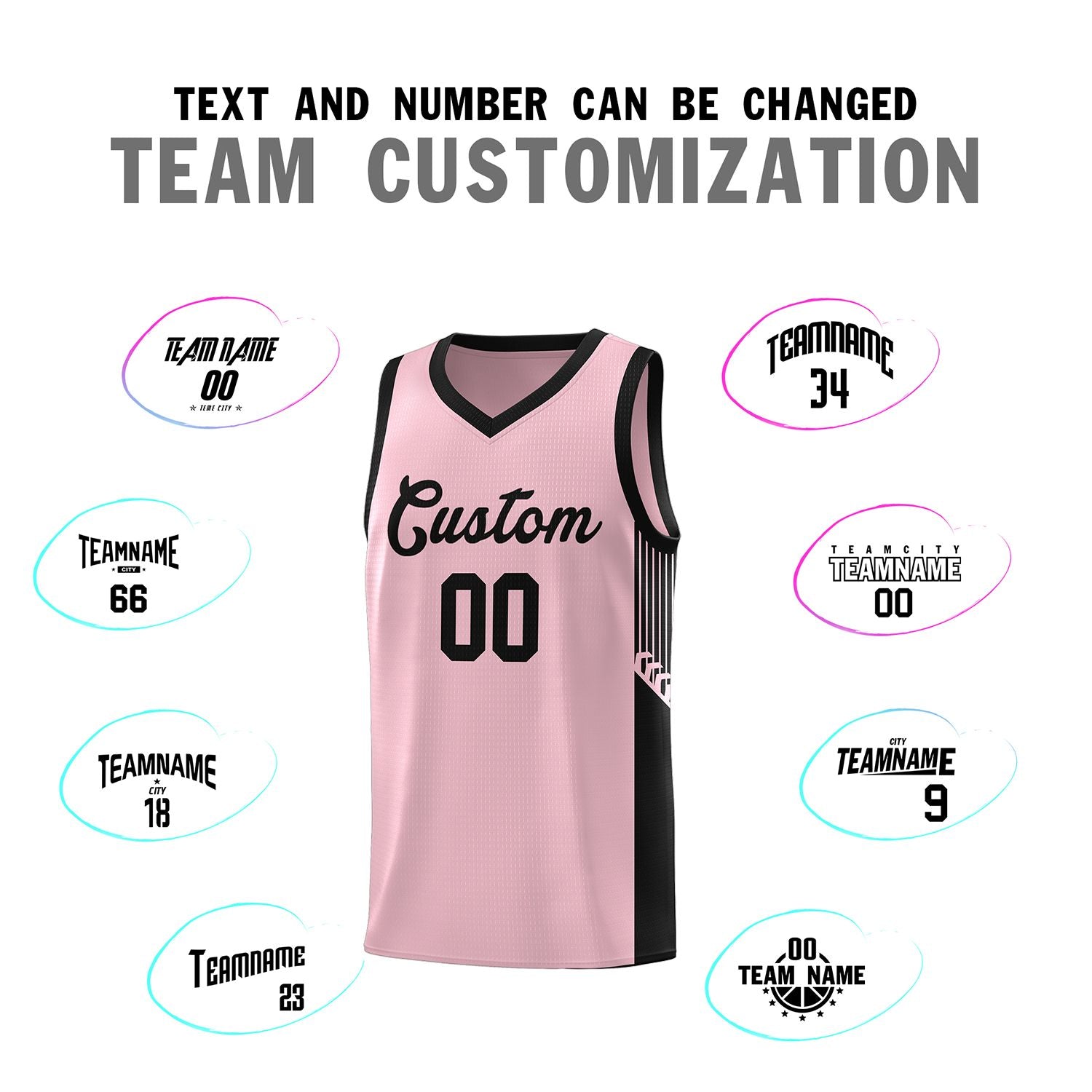 Custom Pink Black Side Stripe Fashion Sports Uniform Basketball Jersey