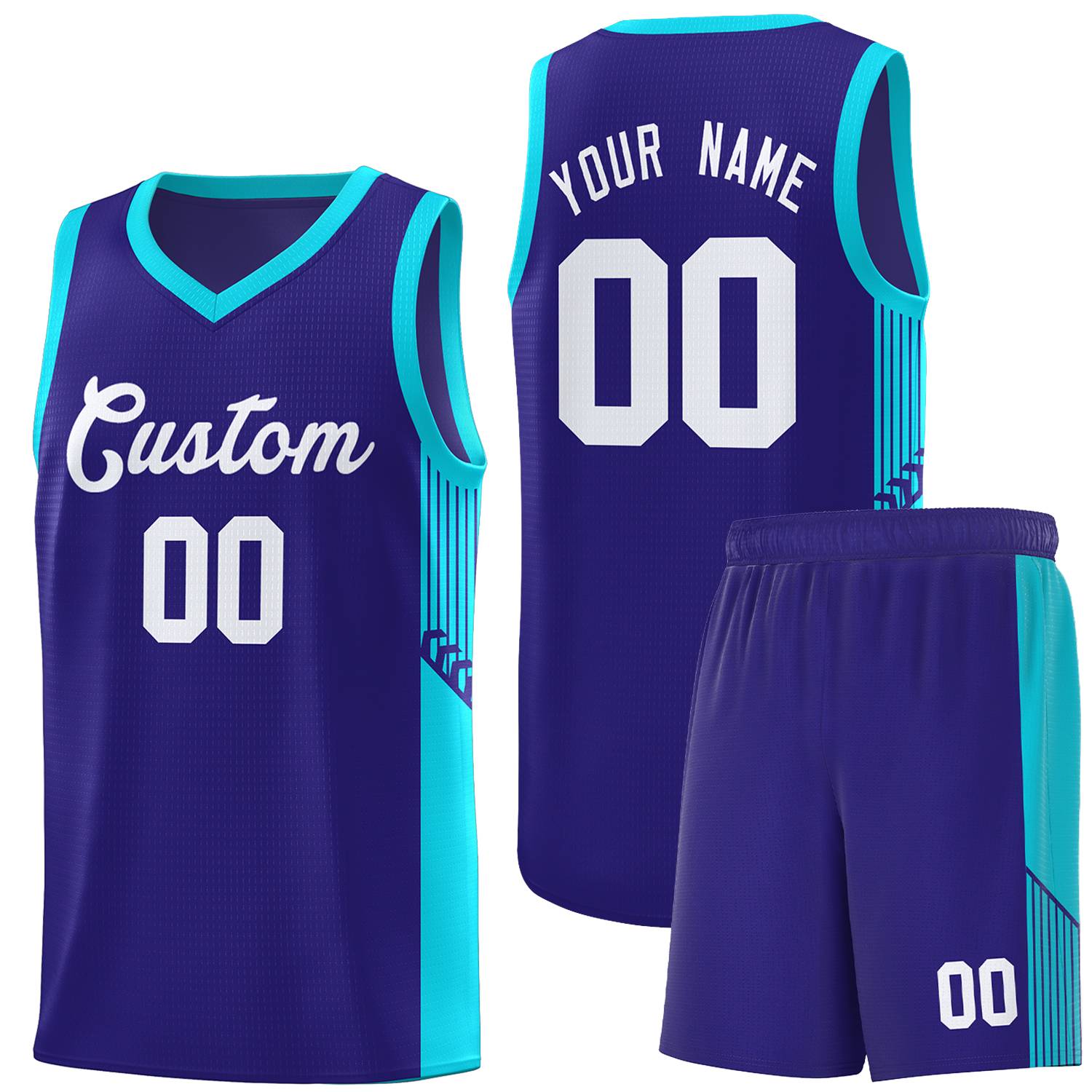 Custom Royal White Side Stripe Fashion Sports Uniform Basketball Jersey
