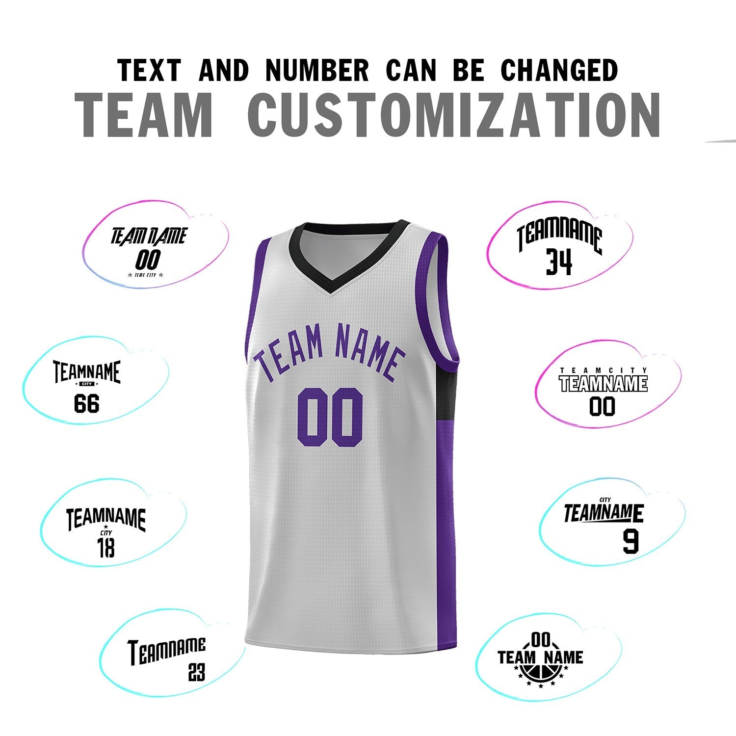 Custom Gray Purple-Black Side Two-Tone Classic Sports Uniform Basketball Jersey