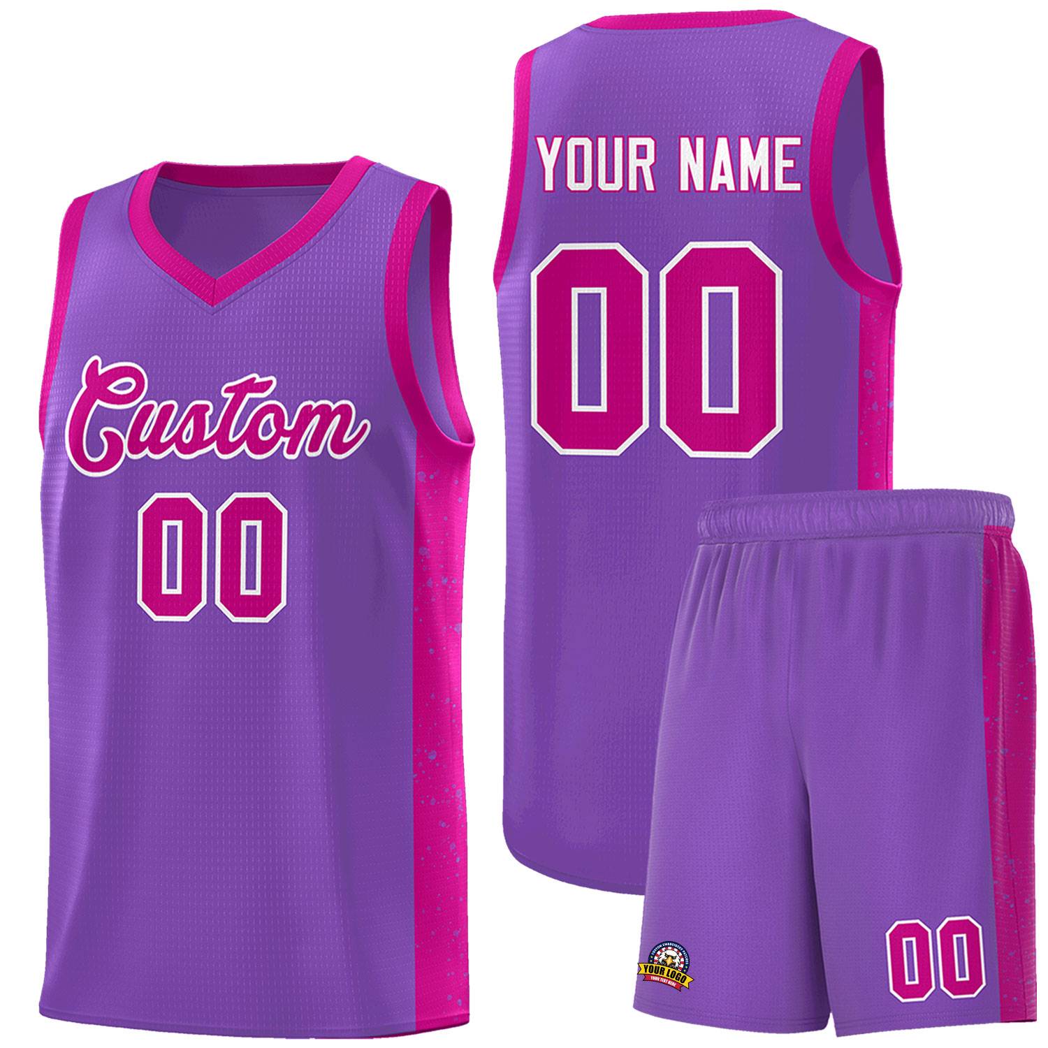 Custom Purple Red-White Side Splash Sports Uniform Basketball Jersey