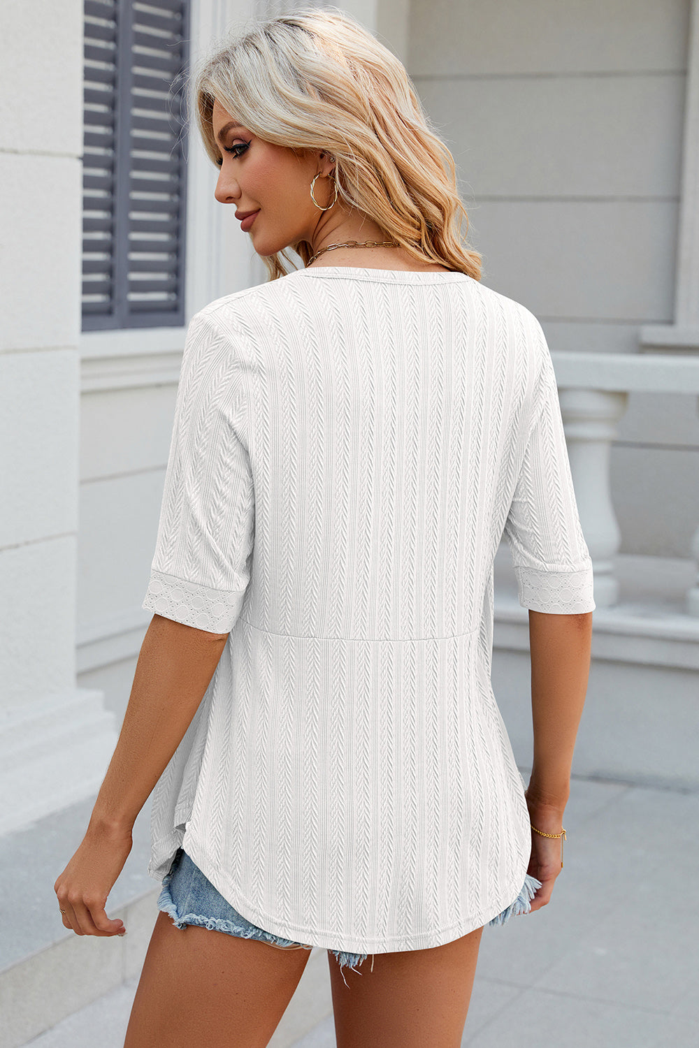 Eyelet Half Sleeve Top