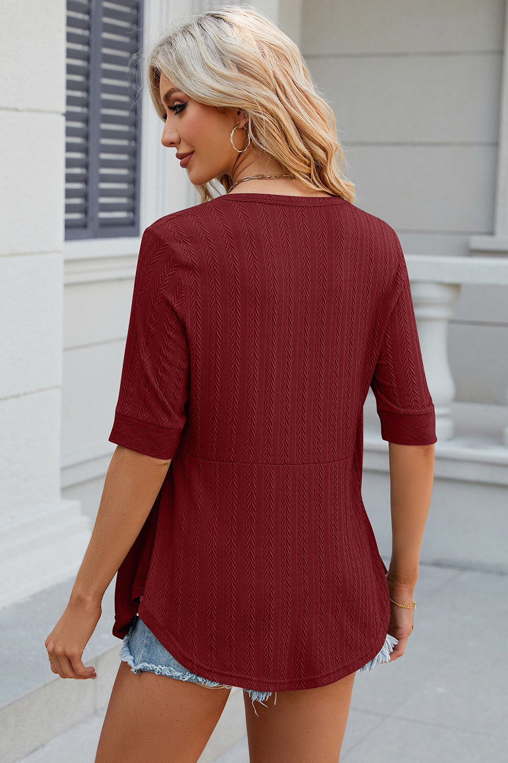 Eyelet Half Sleeve Top