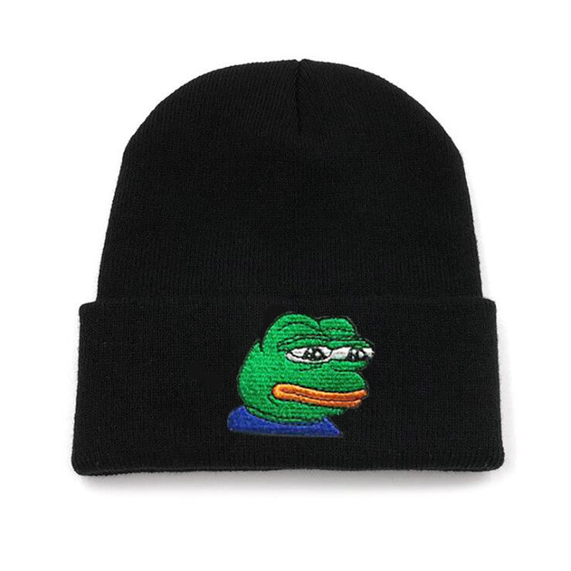 Embroidered Frog Face Casual Beanie
