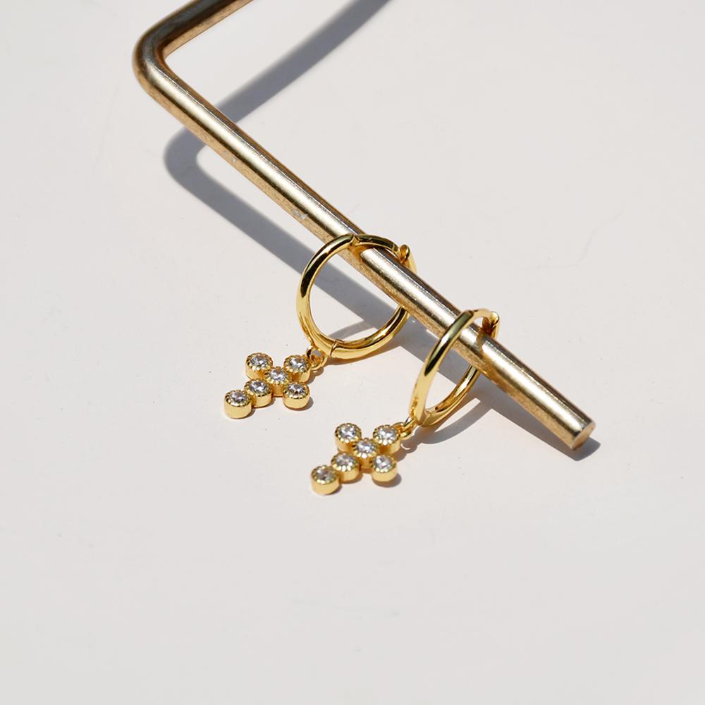 Beautiful Sterling Silver or Gold Cross Earrings