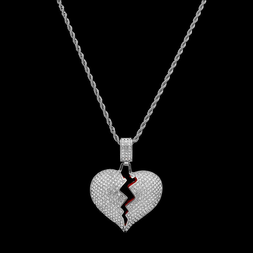 Exaggerated Geometric Heart Crack Pendant