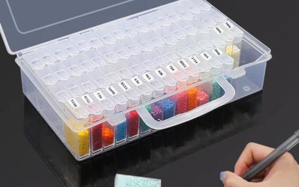 diamond painting beads and storage box