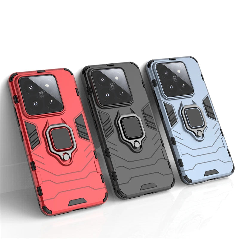 Protective Armor Finger Ring Case with Phone Stand for Xiaomi 14 and Xiaomi 14 Pro