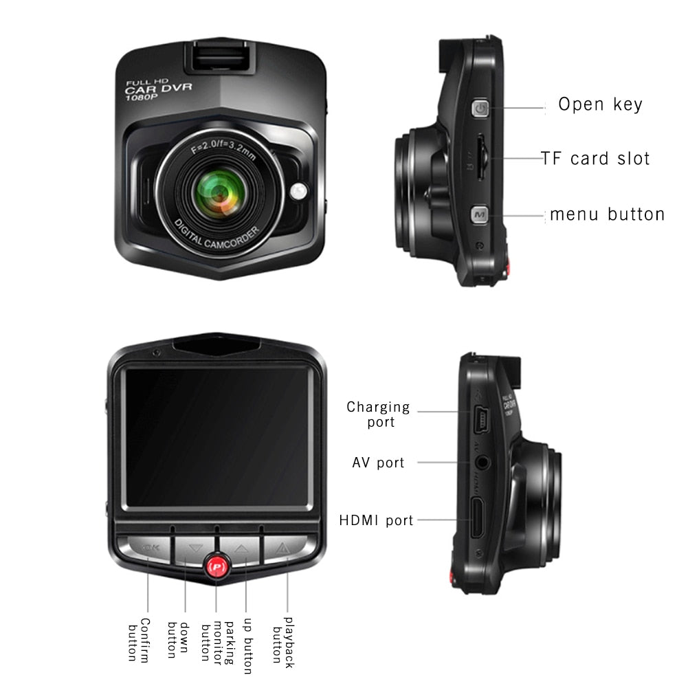 Hd 1080p Lens Car Dvr Front And Rear Camera Video Dash Cam Recorder