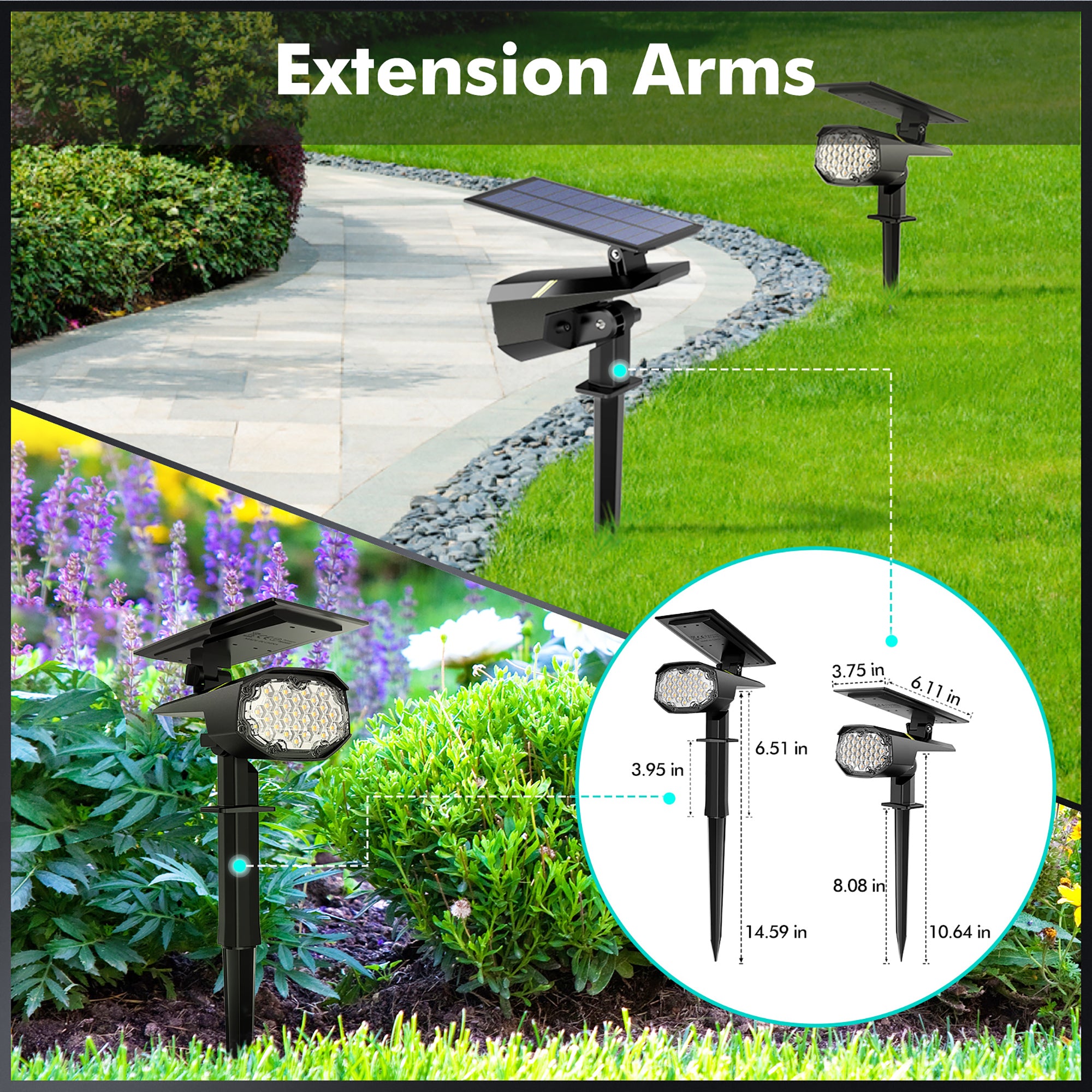 Litom Solar Landscape Spotlights, 2-Pack 4 Lighting Modes