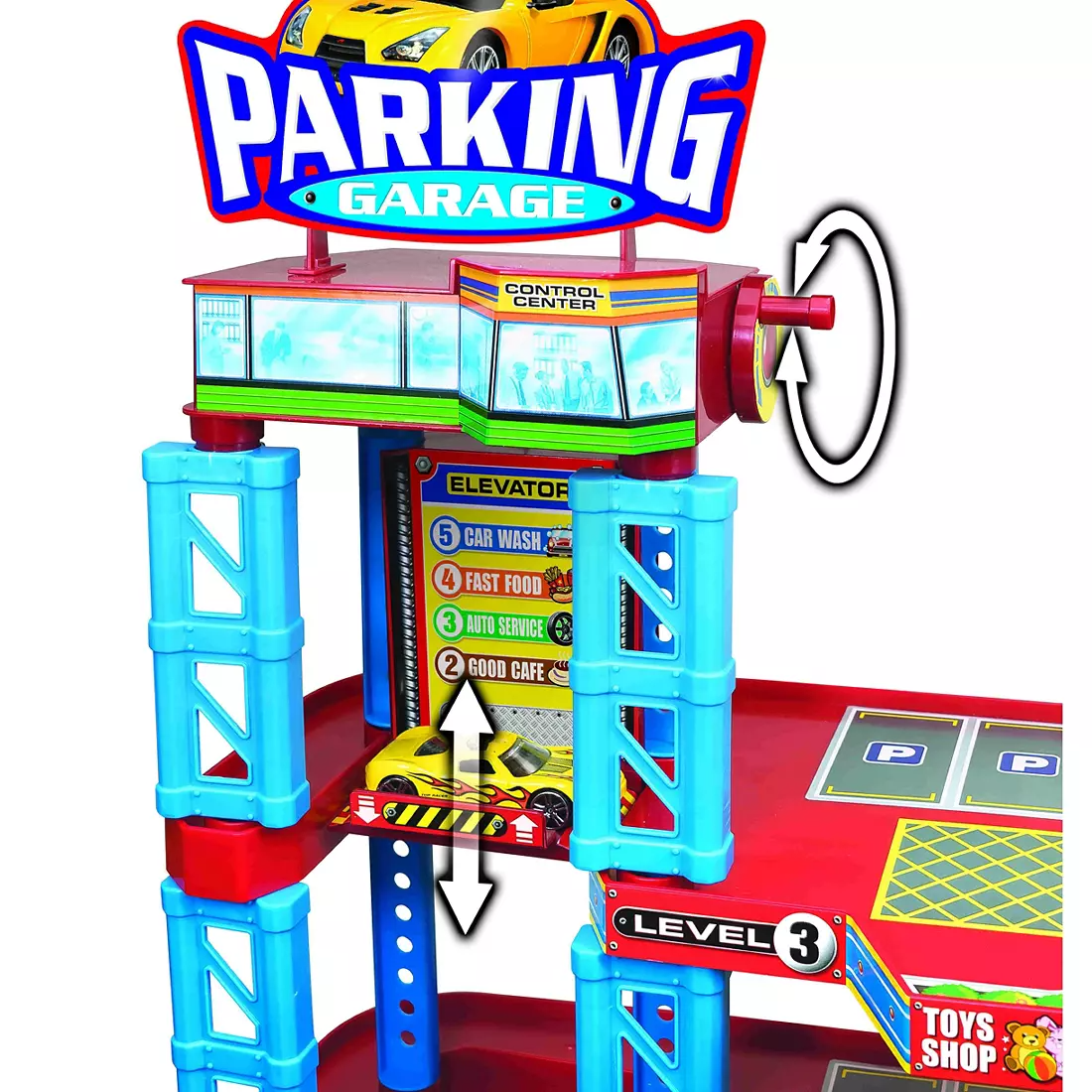 Express Wheels 4 Story Parking Garage Set, 107 pc Jumbo Parking Garage