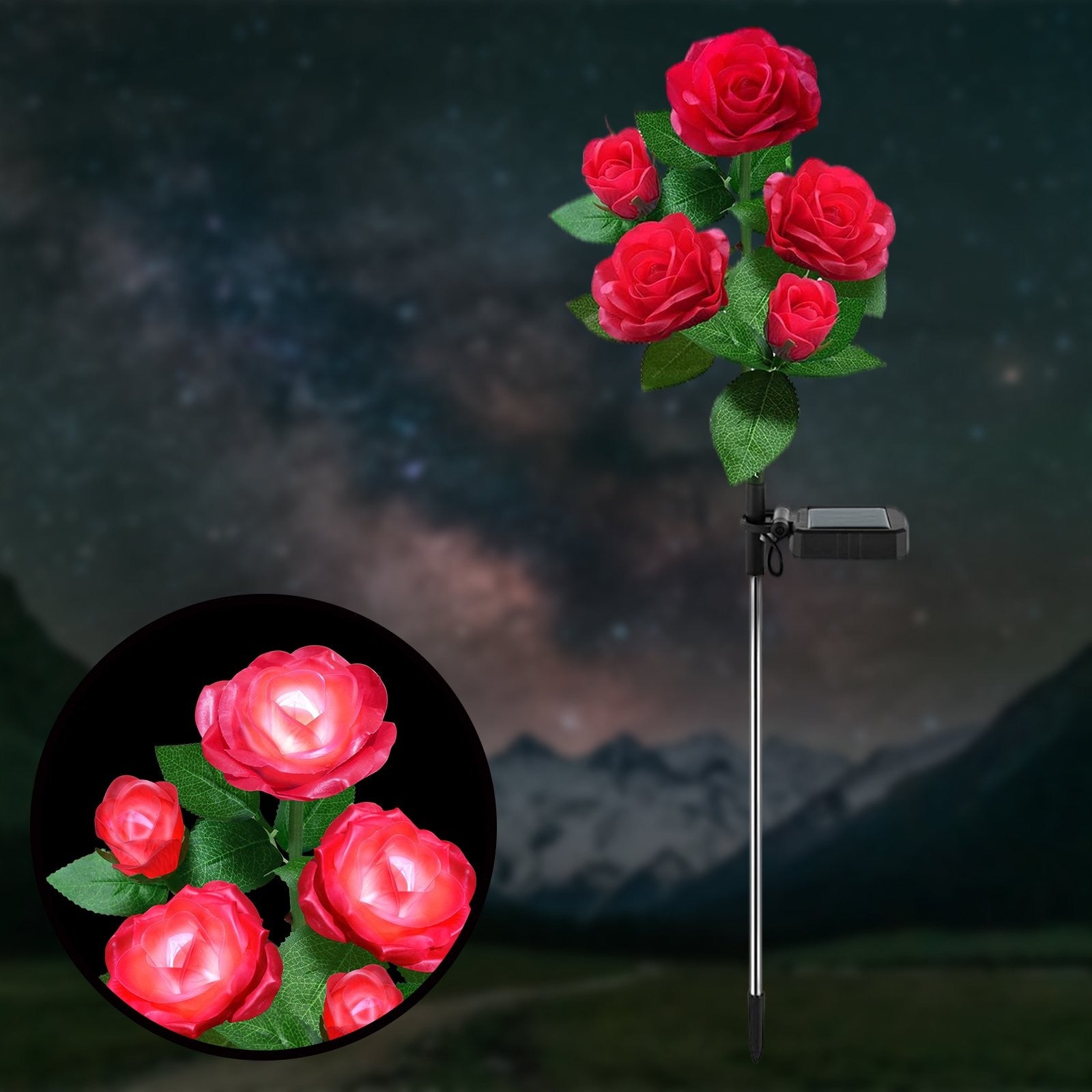 SHIKAN Solar LED Rose Lights Waterproof Stake Flower Lights