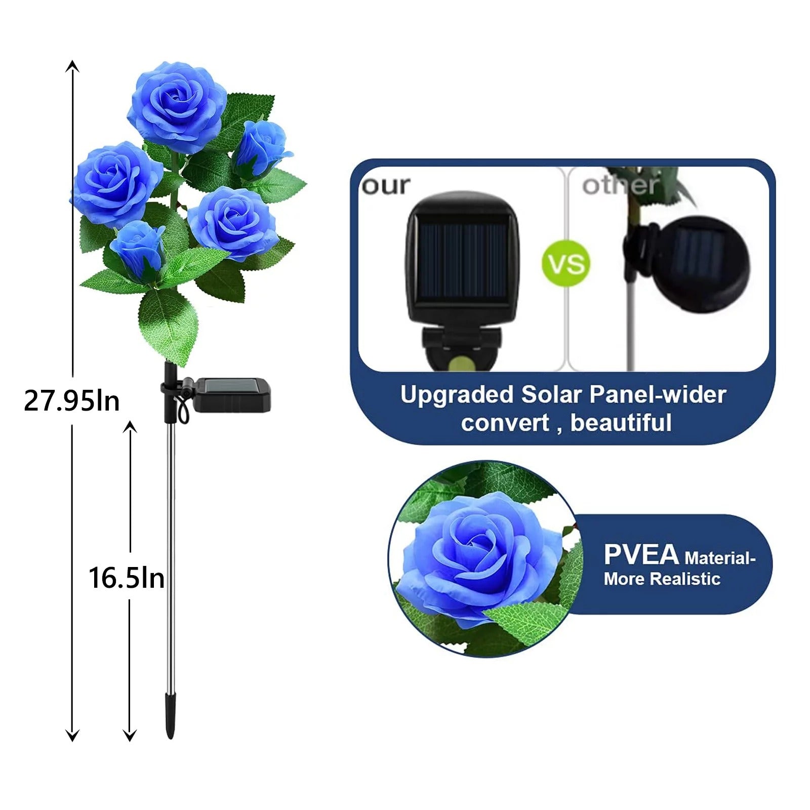 SHIKAN Solar LED Rose Lights Waterproof Stake Flower Lights