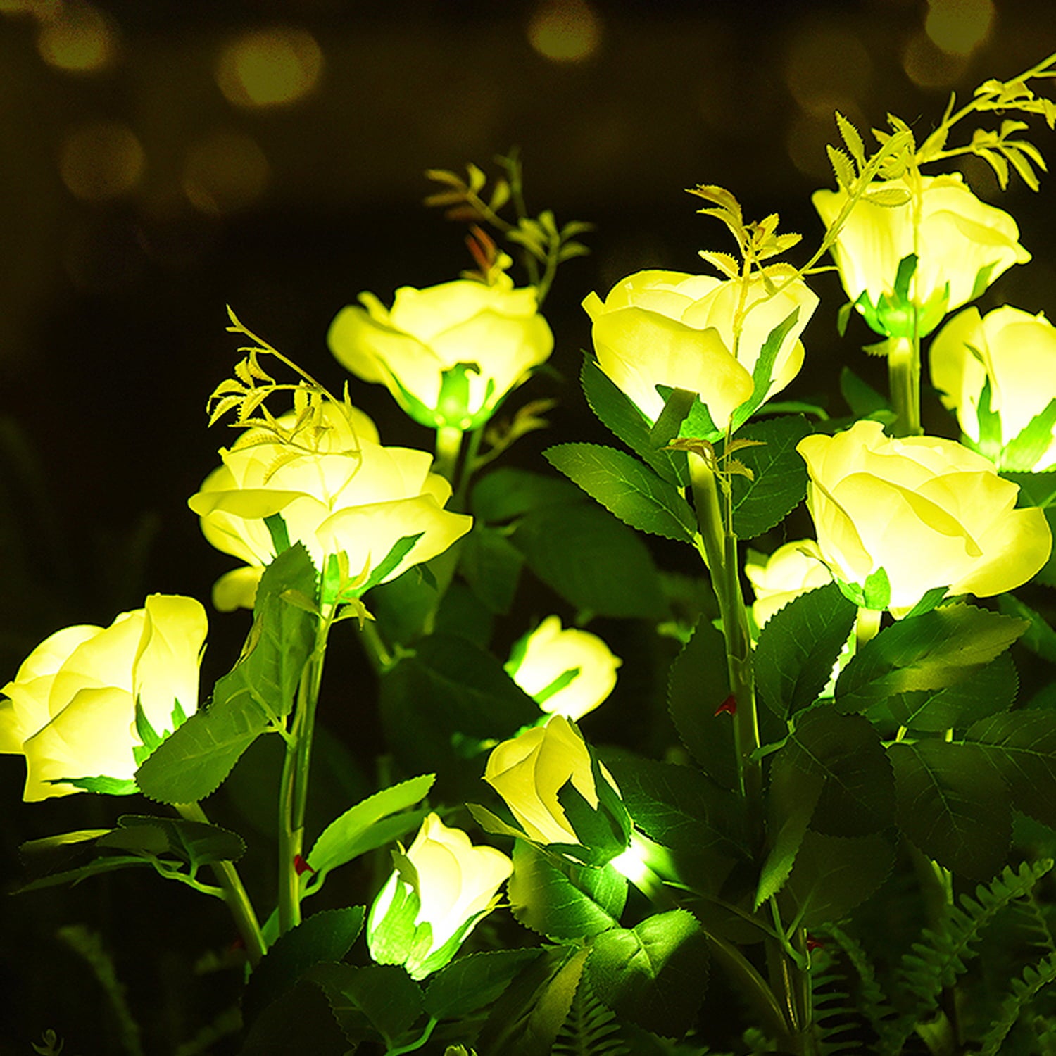 SHIKAN Solar LED Rose Lights Waterproof Stake Flower Lights