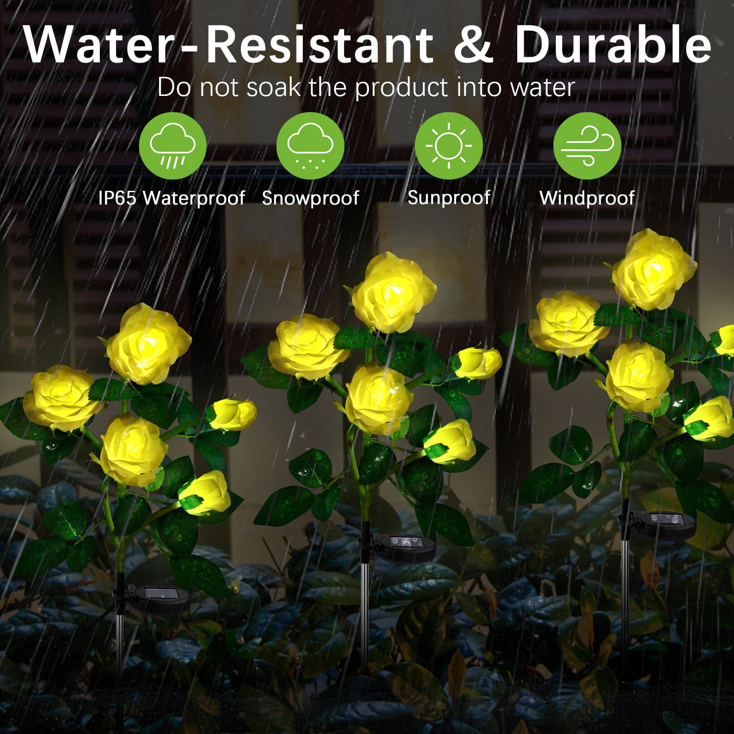 SHIKAN Solar LED Rose Lights Waterproof Stake Flower Lights