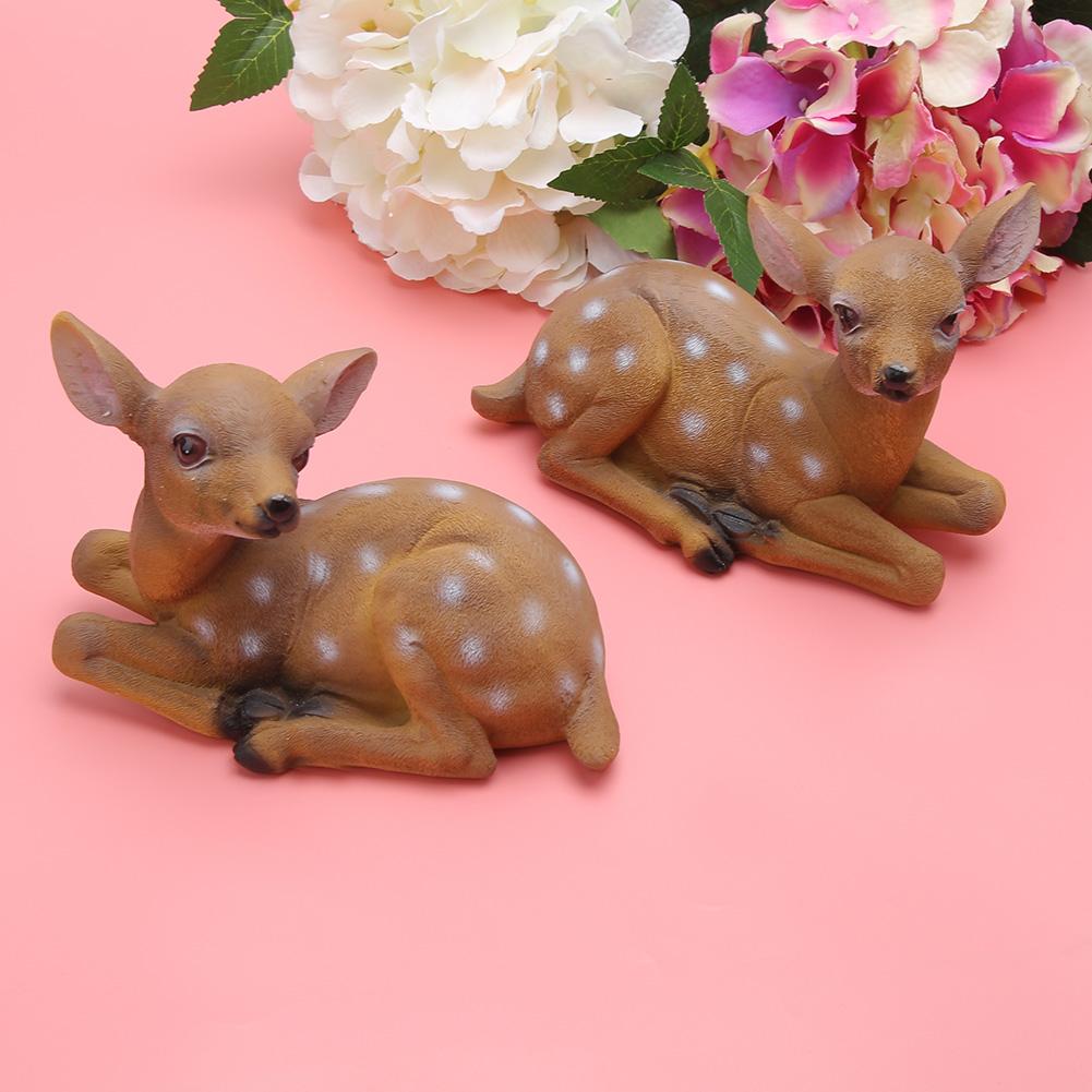 2Pcs Sika Deer Statue, Sculpture Ornaments Animal Model 6.7x4.5in