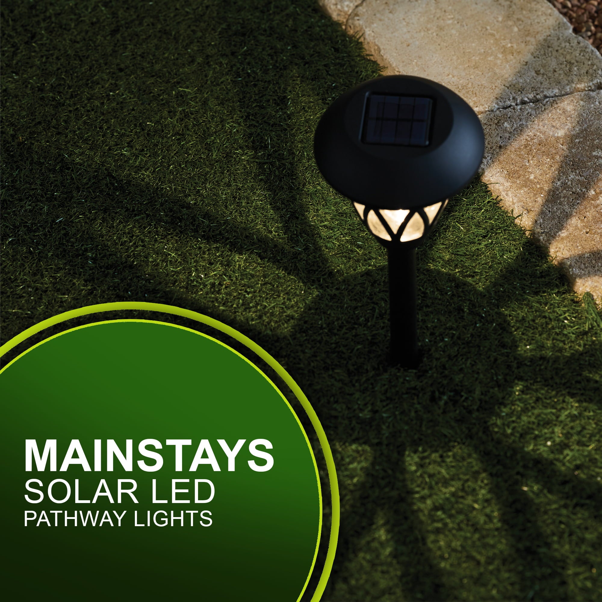 Mainstays Solar LED Landscape Pathway Light with Glass Lens, 6 Count (8 Lumens)