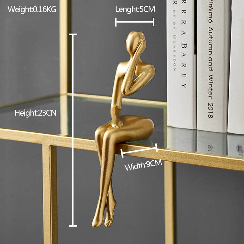 Gold Thinker Statue Abstract Art Sculpture,  Abstract Figures statues and sculptures