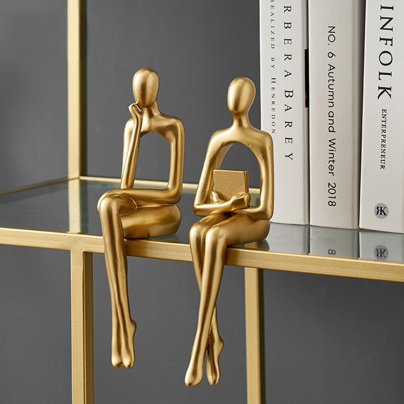 Gold Thinker Statue Abstract Art Sculpture,  Abstract Figures statues and sculptures