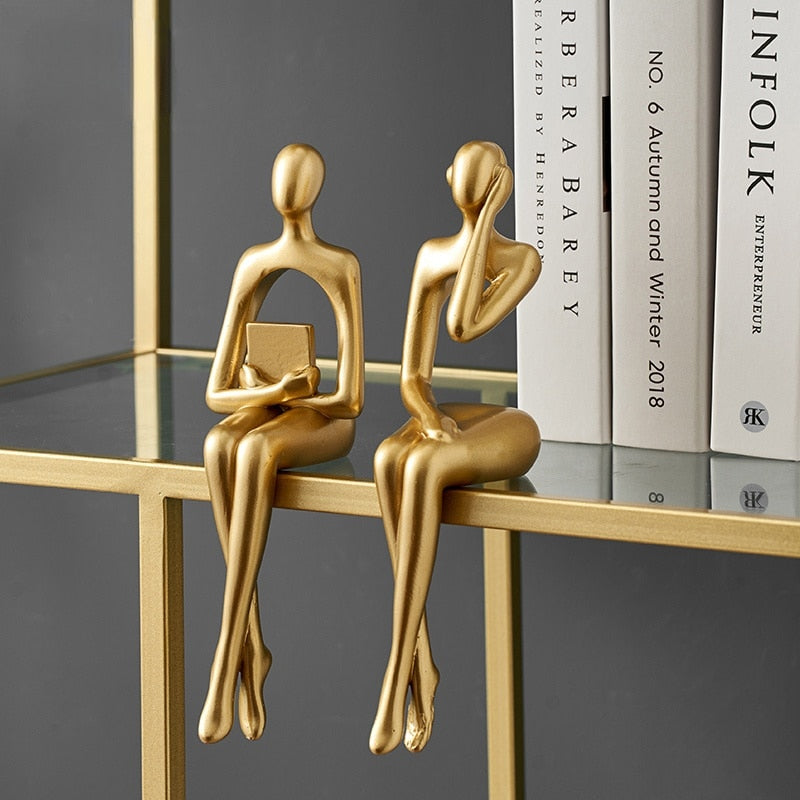 Gold Thinker Statue Abstract Art Sculpture,  Abstract Figures statues and sculptures