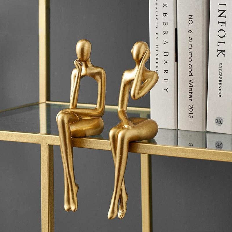 Gold Thinker Statue Abstract Art Sculpture,  Abstract Figures statues and sculptures