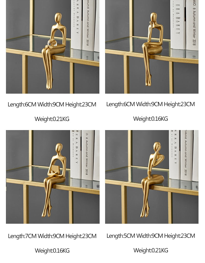 Gold Thinker Statue Abstract Art Sculpture,  Abstract Figures statues and sculptures