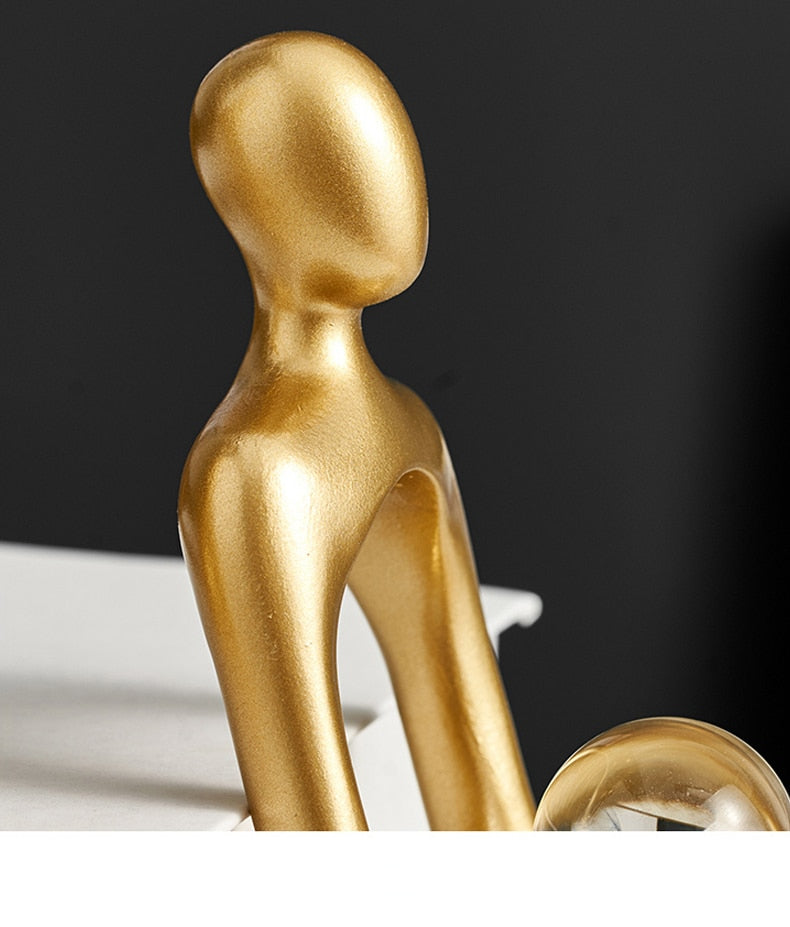 Gold Thinker Statue Abstract Art Sculpture,  Abstract Figures statues and sculptures