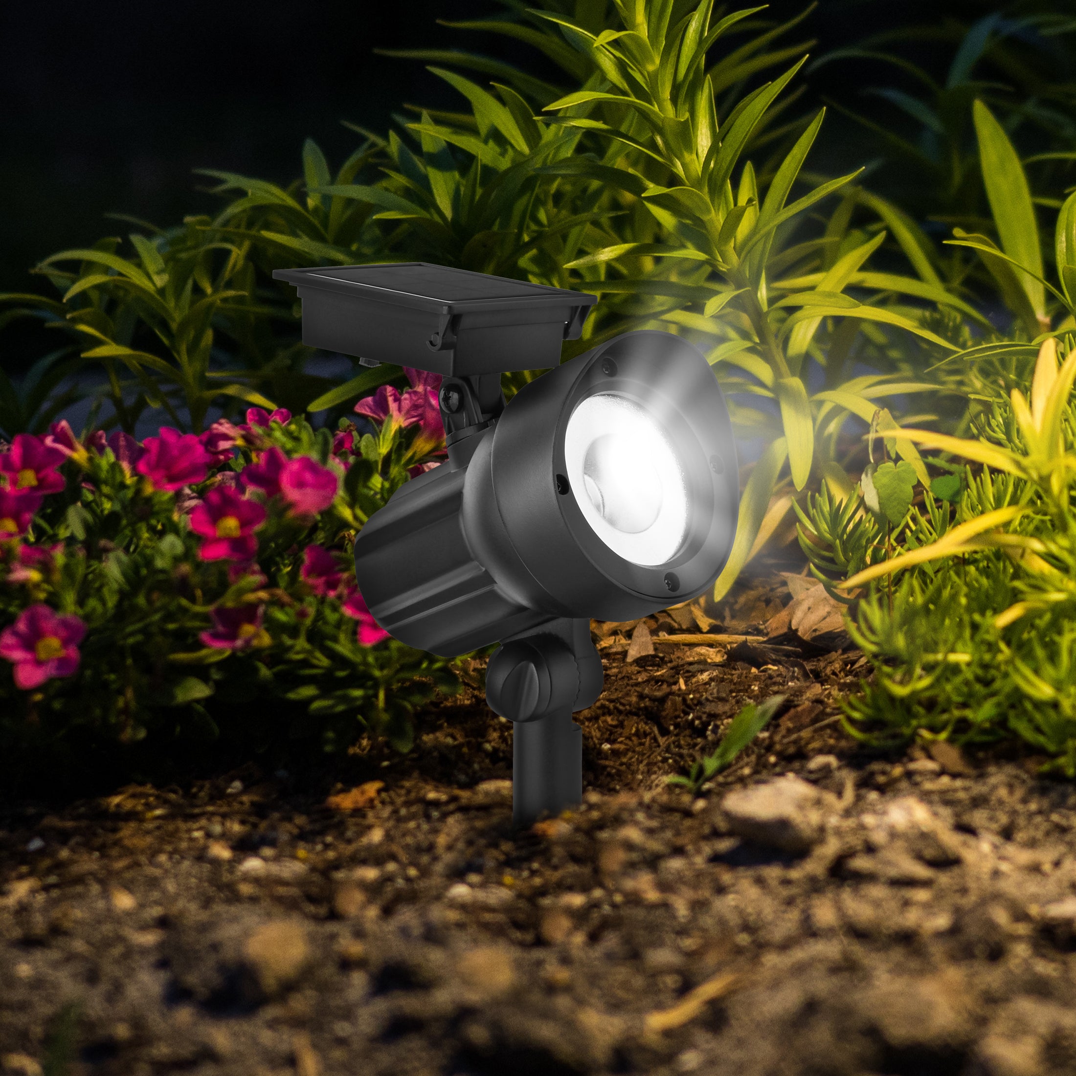 Mainstays Solar LED Landscape Spot Light, 2 Pack 20 Lumens