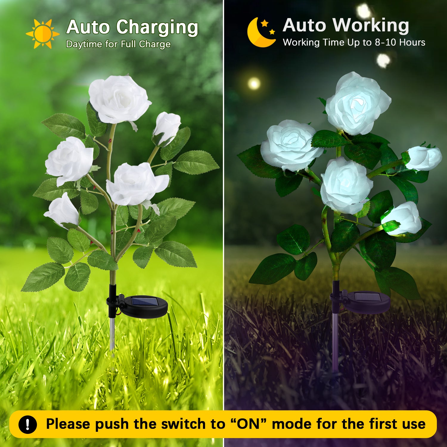 SHIKAN Solar LED Rose Lights Waterproof Stake Flower Lights