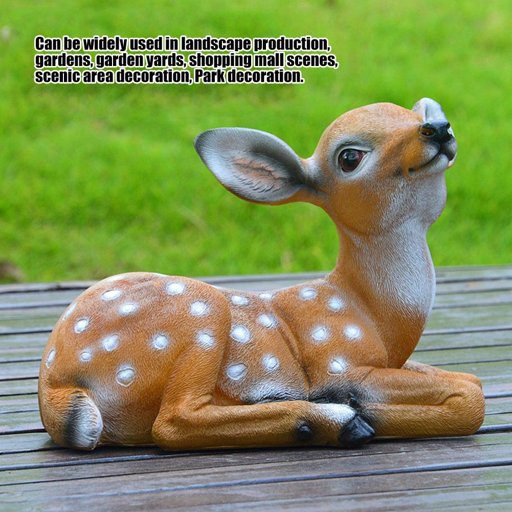 2Pcs Sika Deer Statue, Sculpture Ornaments Animal Model 6.7x4.5in