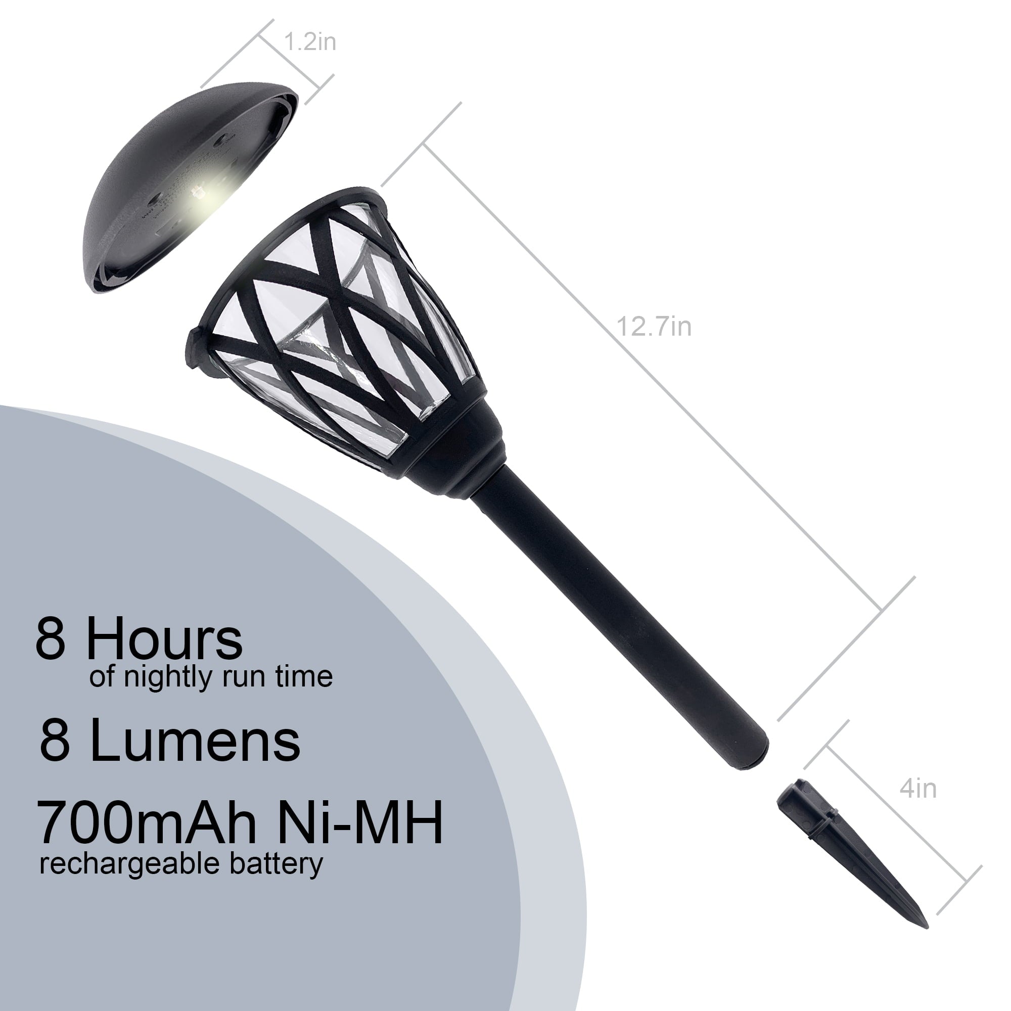 Mainstays Solar LED Landscape Pathway Light with Glass Lens, 6 Count (8 Lumens)