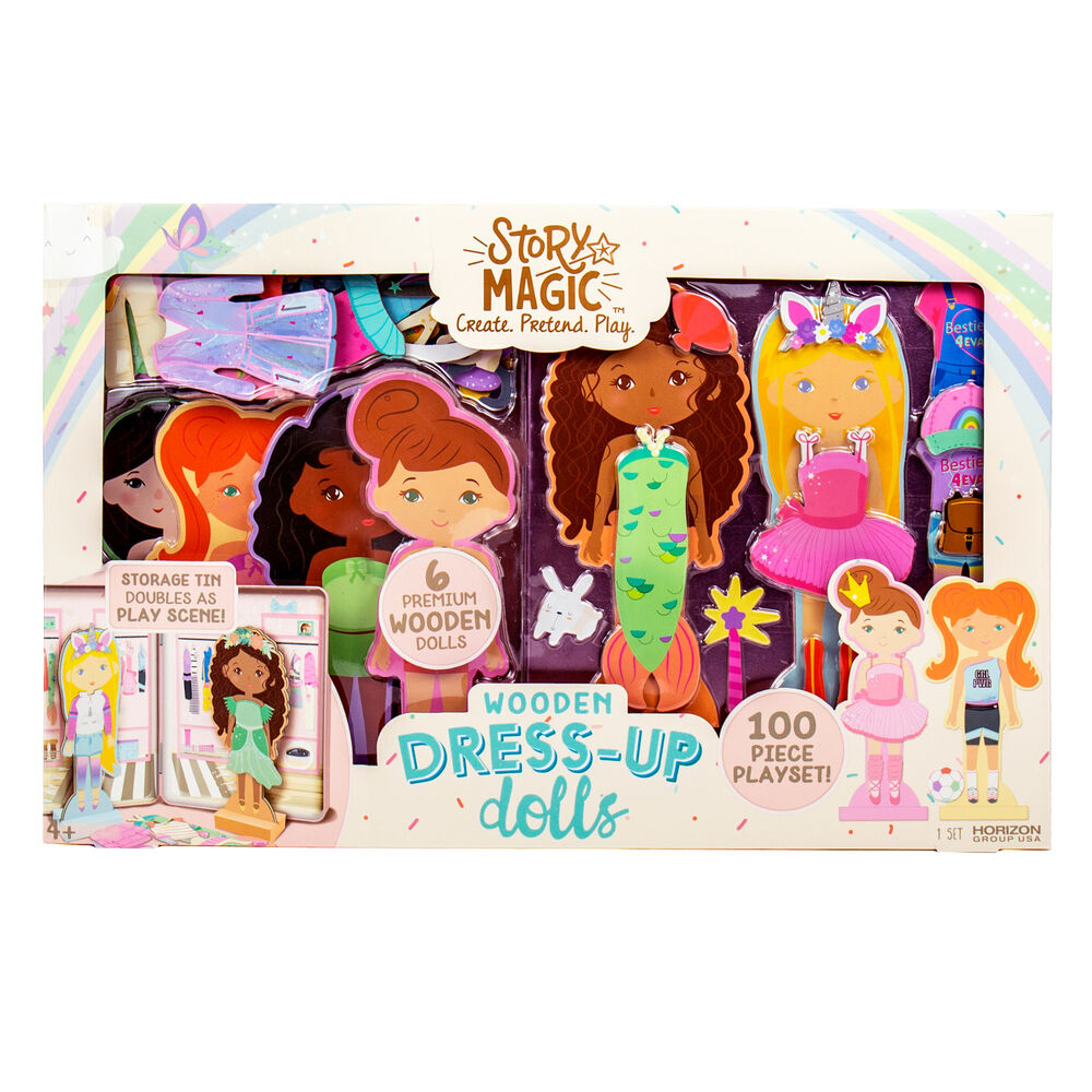 Horizon Story Magic Wooden Dress Up Dolls with Tin