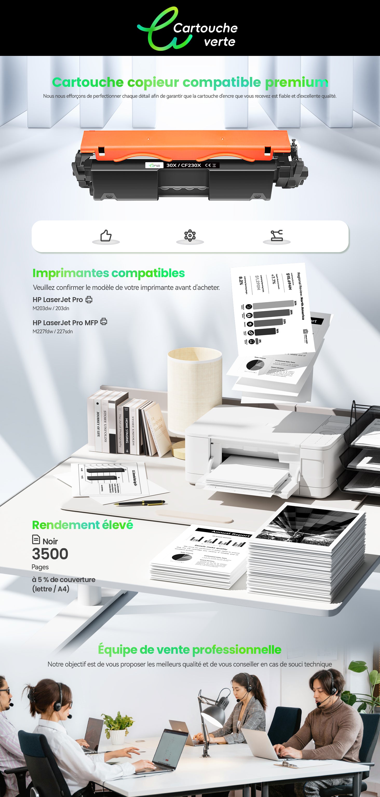 Cartouche verte HP 30X (CF230X) : Détails, Cartouche et Toner