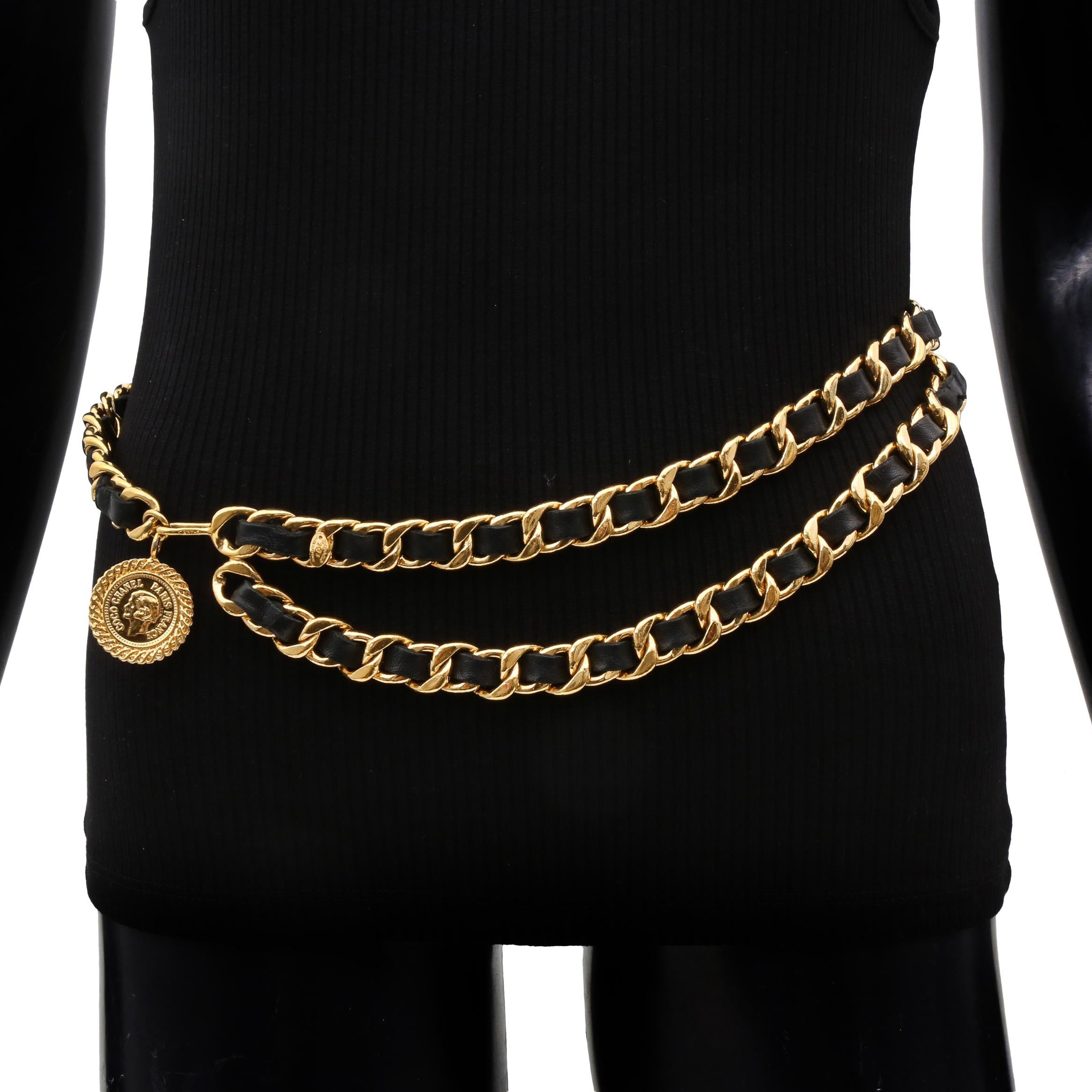 Chanel Black CC Medallion Chain Belt